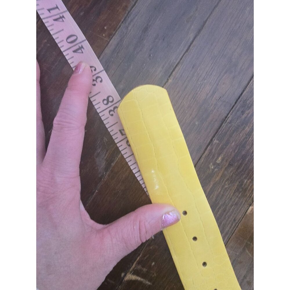 Vintage Yellow Bonded Leather Croc Python Chunky Belt - Picture 10 of 13